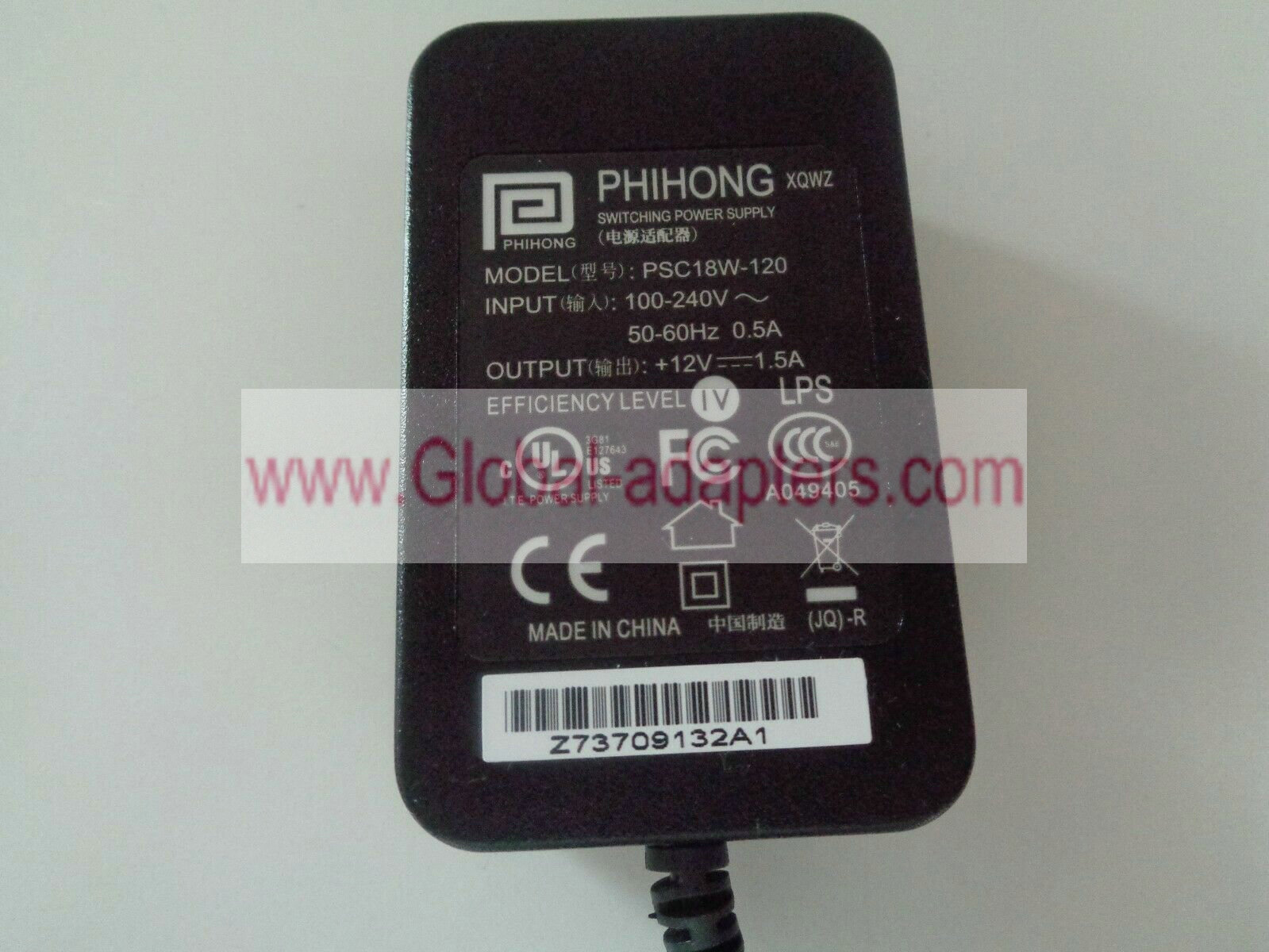 New PHIHONG PSC18W-120 12V 1.5A POWER SUPPLY AC ADAPTER - Click Image to Close